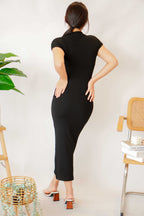 (BACKORDER) Maurine High Neck Bodycon Maxi Dress in Black