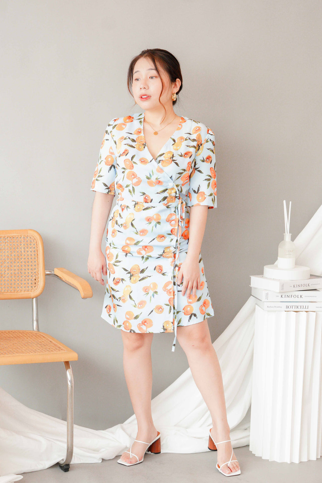 Peachy Sweet Short Sleeves Button Dress in Blue