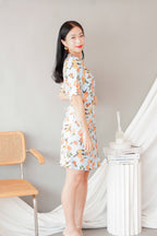 Peachy Sweet Short Sleeves Button Dress in Blue