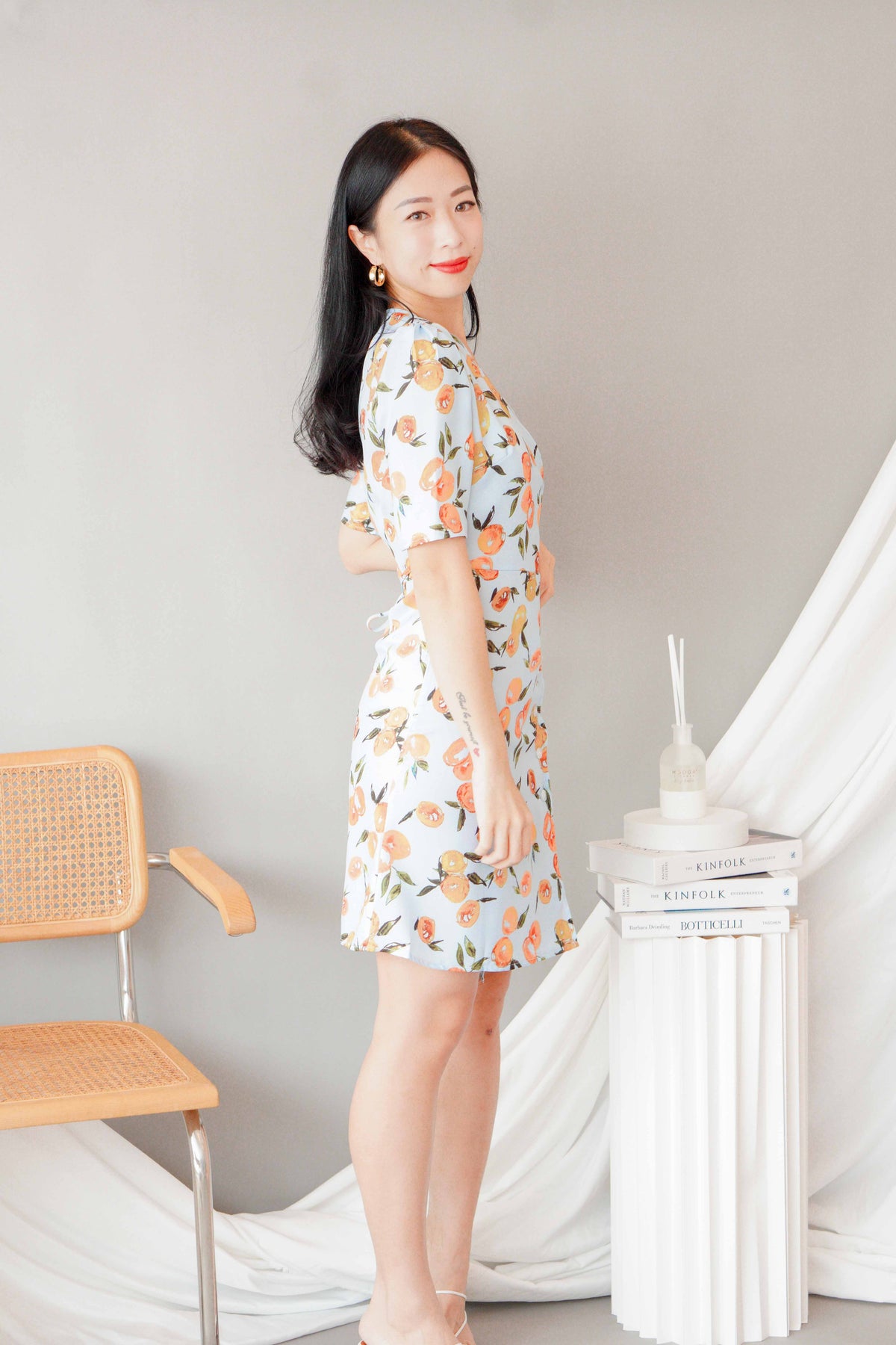 Peachy Sweet Short Sleeves Button Dress in Blue