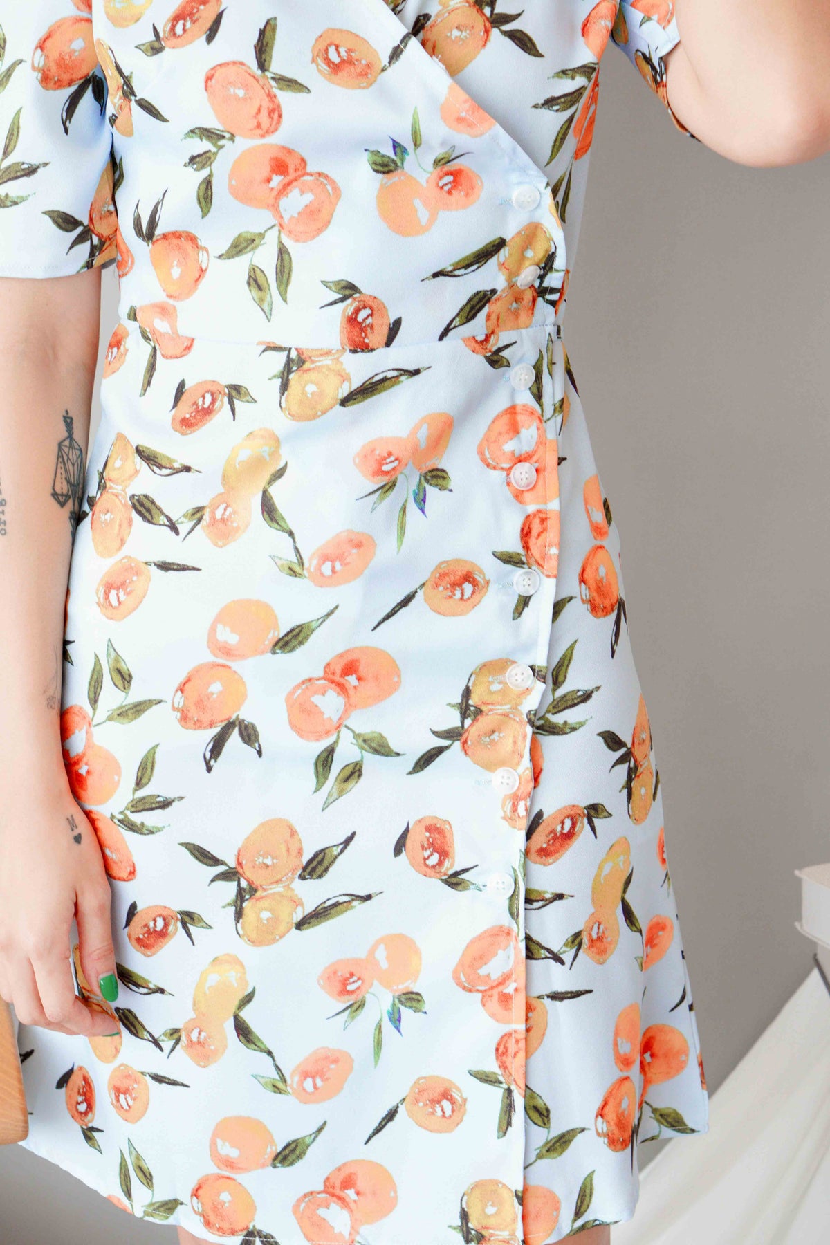 Peachy Sweet Short Sleeves Button Dress in Blue