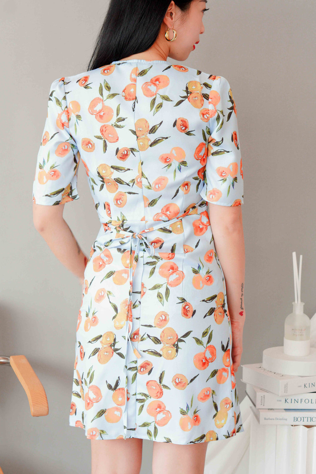 Peachy Sweet Short Sleeves Button Dress in Blue