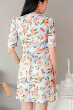 Peachy Sweet Short Sleeves Button Dress in Blue