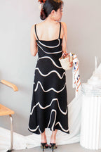 Melya Abstract Print Knit Dress in Black