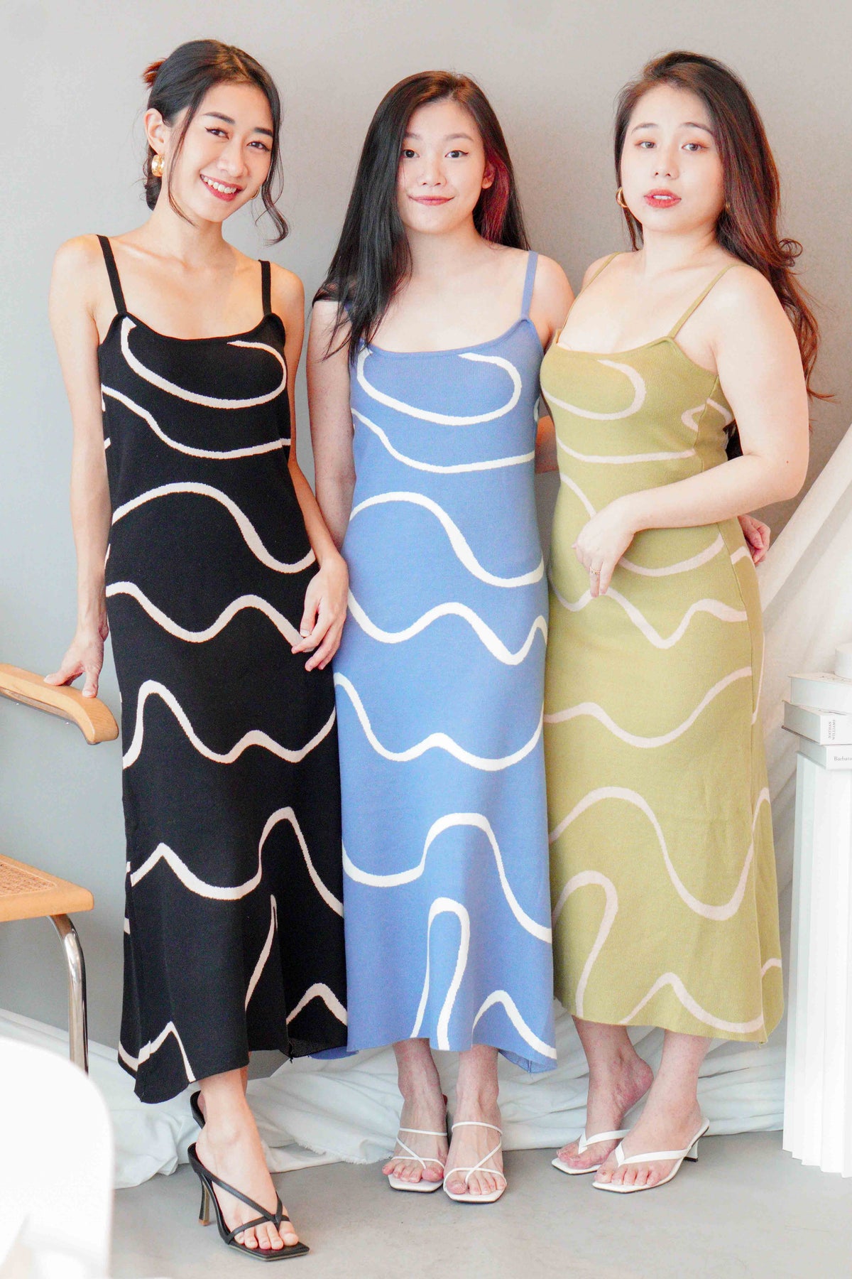 Melya Abstract Print Knit Dress in Black
