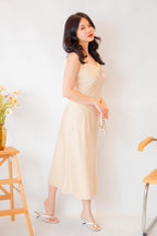 Scarlette Cowl Neck Satin Slip Dress in Gold