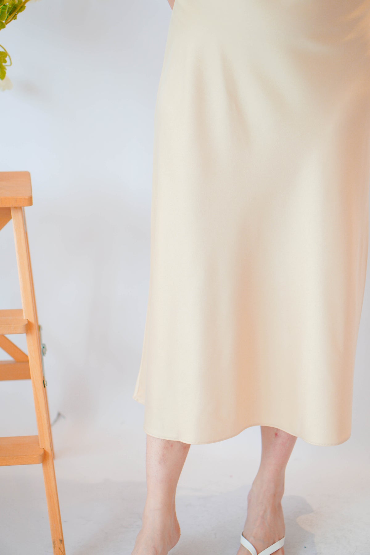 Scarlette Cowl Neck Satin Slip Dress in Gold
