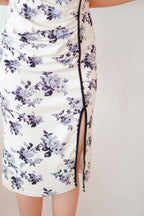 Ning Midi Floral Cheongsam in Black and White