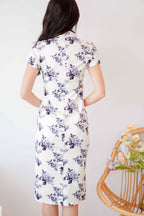 Ning Midi Floral Cheongsam in Black and White