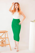 The Show Midi Knit Skirt in Green