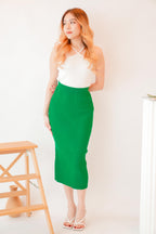 The Show Midi Knit Skirt in Green