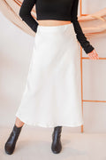 Dream Of Us Satin Slit Skirt in White