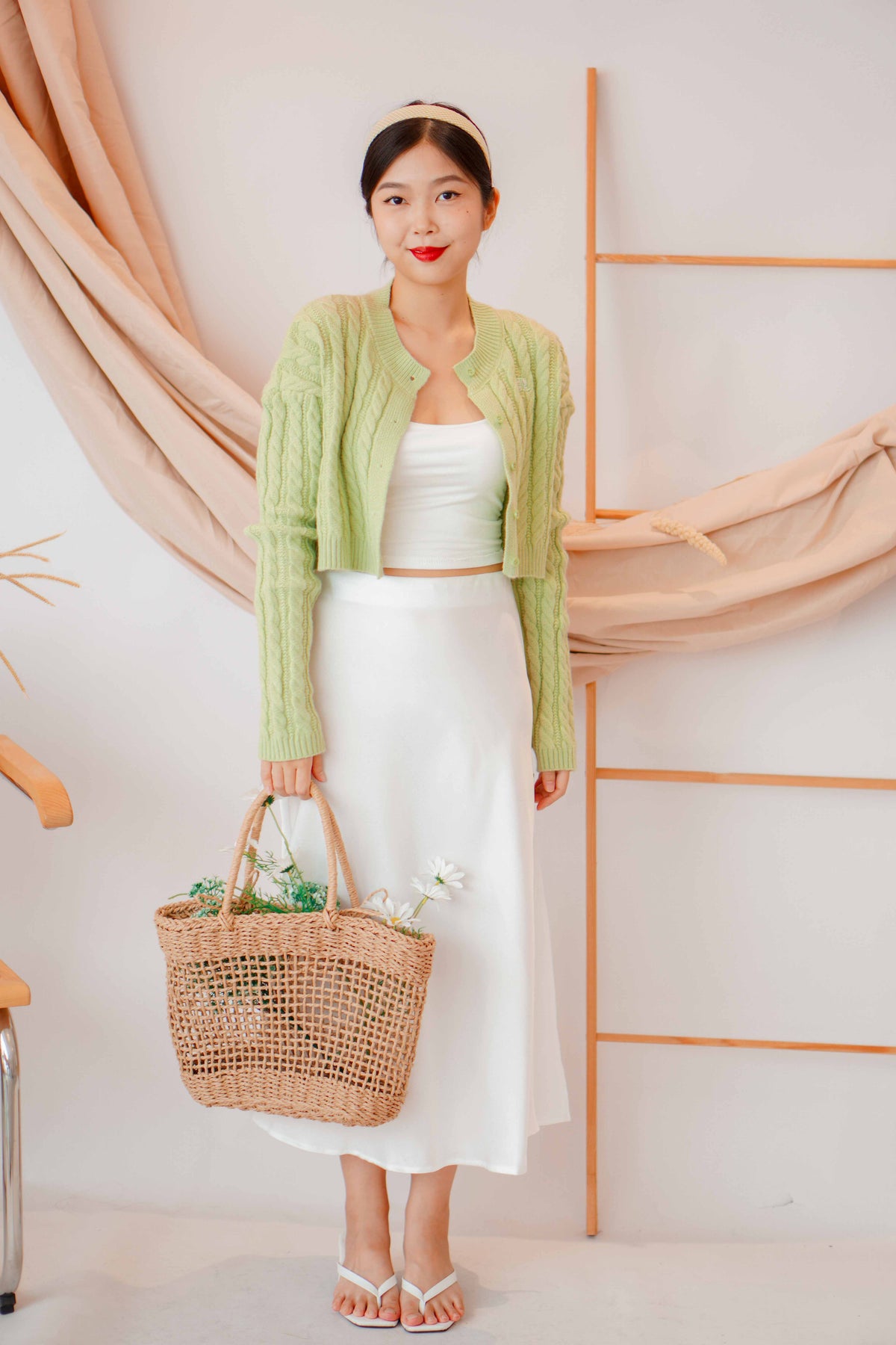 Dream Of Us Satin Slit Skirt in White