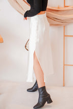 Dream Of Us Satin Slit Skirt in White