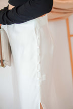 Dream Of Us Satin Slit Skirt in White