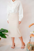 (BACKORDER) Soft Daily Midi Bodycon Skirt in Beige
