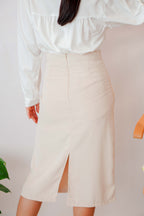 (BACKORDER) Soft Daily Midi Bodycon Skirt in Beige