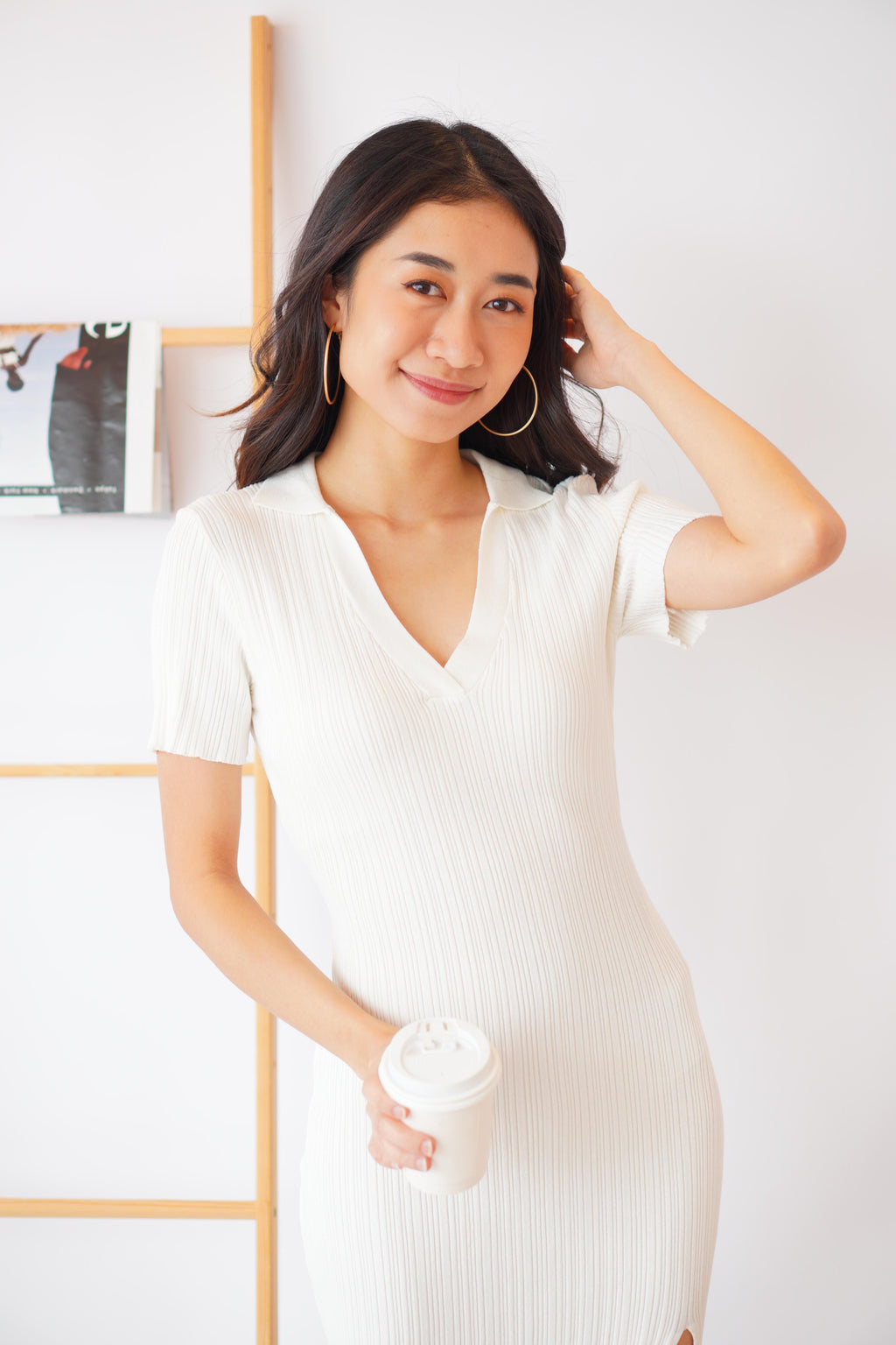 Iconic Mood Midi Knit Dress in White