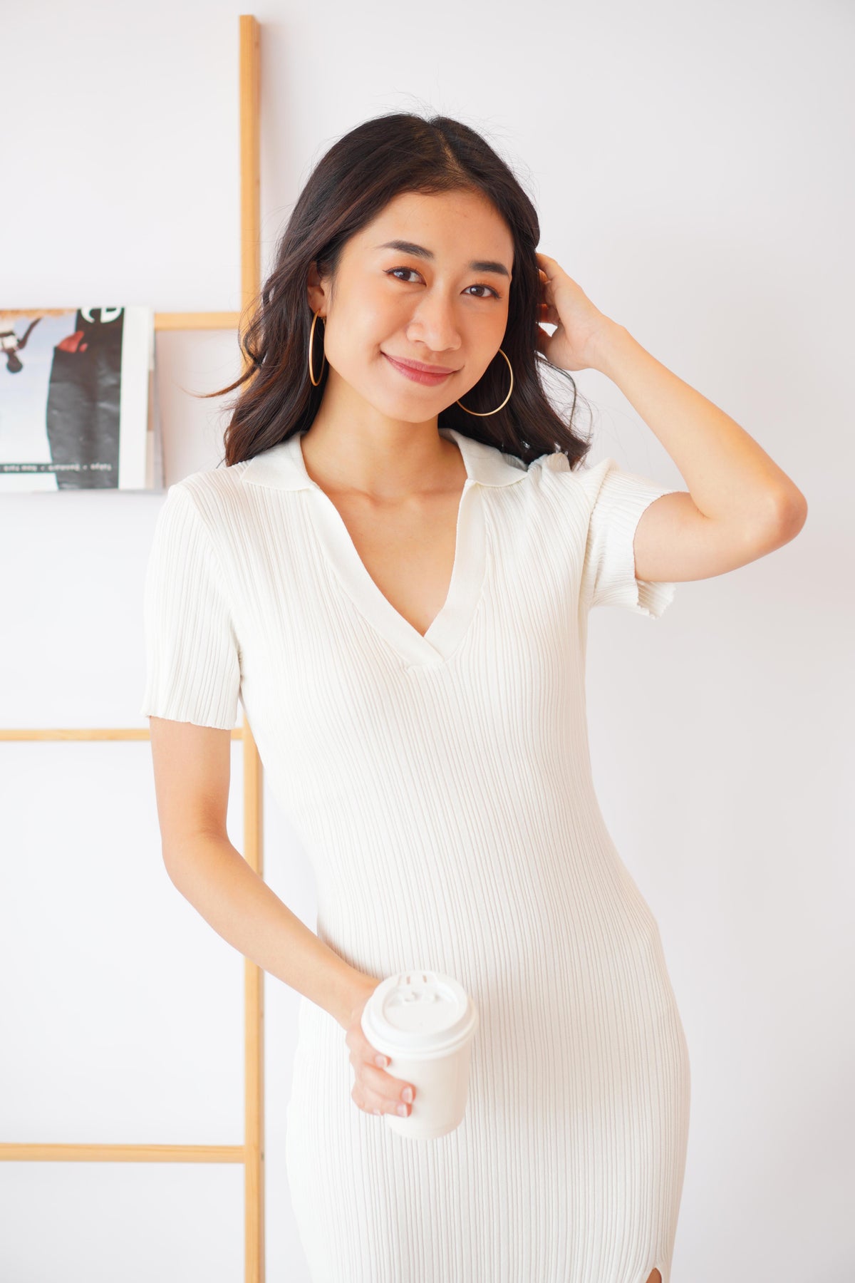 Iconic Mood Midi Knit Dress in White