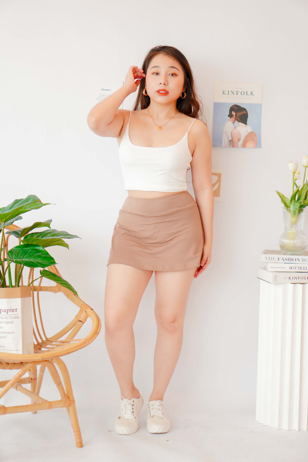 Back Court Mini Skirt in Khaki