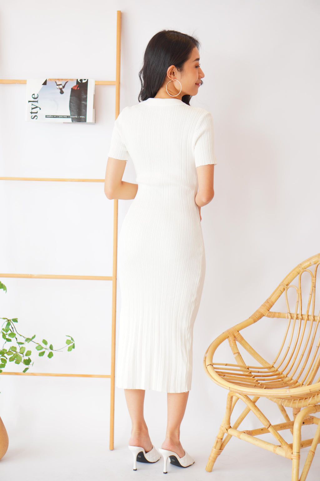 Iconic Mood Midi Knit Dress in White