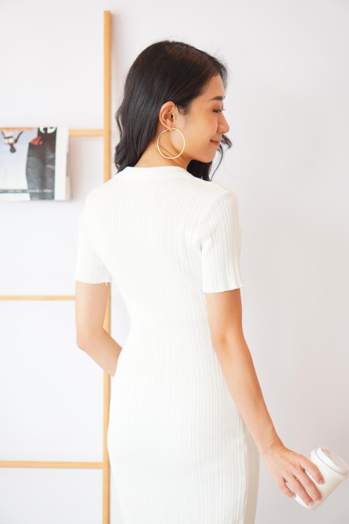 Iconic Mood Midi Knit Dress in White