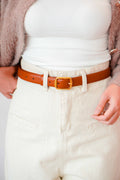 Basic Buckle Belt in Orange Brown