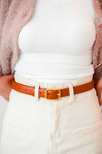 Basic Buckle Belt in Orange Brown