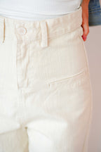 Noelle High Waisted Pants with Front Pockets in Cream