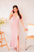 Love Rosie Padded Slit Maxi Dress in Pink