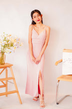 Love Rosie Padded Slit Maxi Dress in Pink