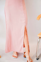 Love Rosie Padded Slit Maxi Dress in Pink