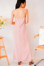 Love Rosie Padded Slit Maxi Dress in Pink