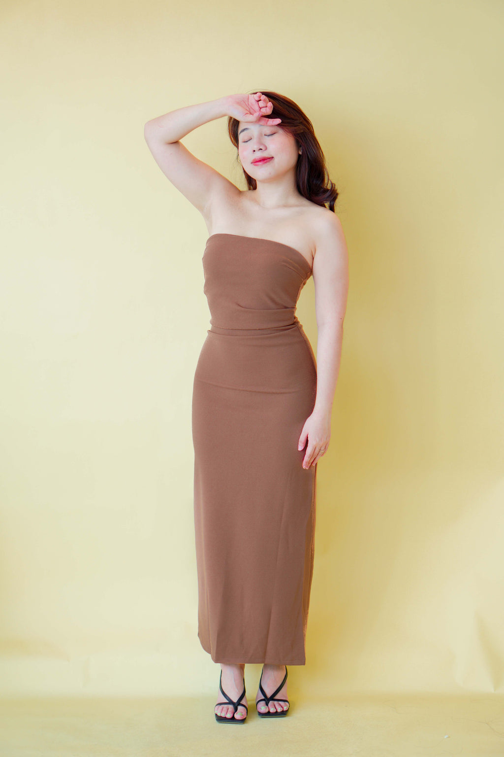 Love Storm Tube Bodycon Maxi Dress in Khaki