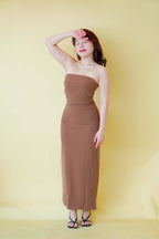 Love Storm Tube Bodycon Maxi Dress in Khaki
