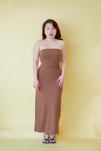 Love Storm Tube Bodycon Maxi Dress in Khaki
