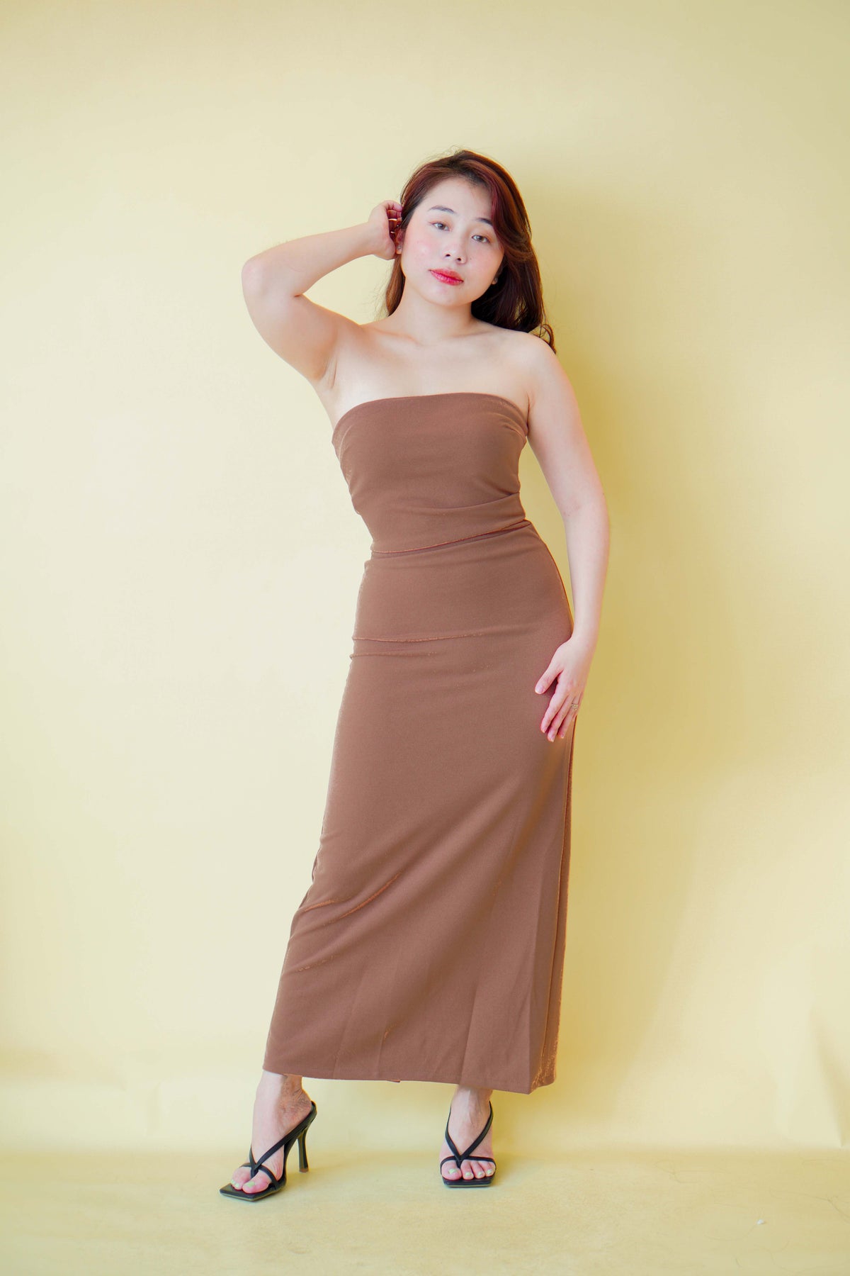 Love Storm Tube Bodycon Maxi Dress in Khaki