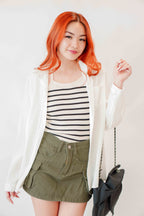 Dakota Crossback Halter Top in Beige with Black Stripes