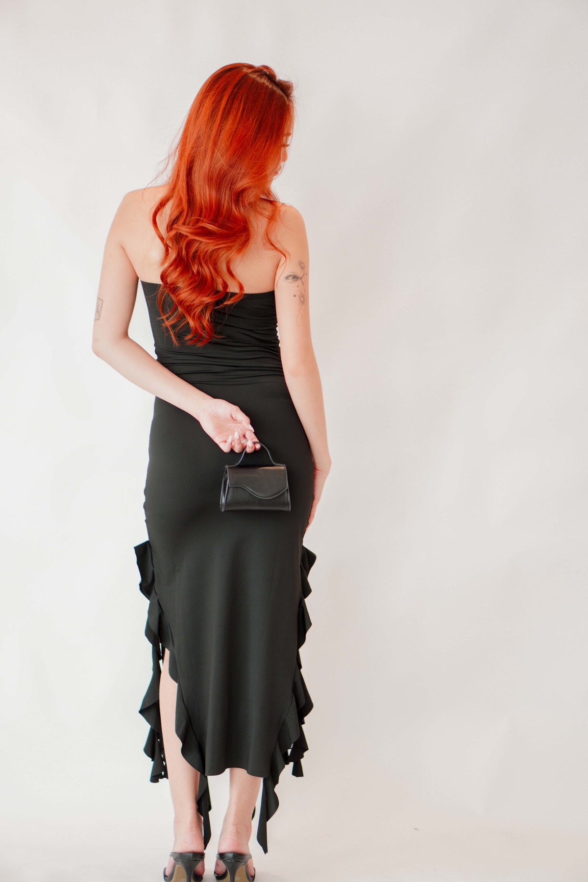 (BACKORDER) Key Largo Tube Dress with Frills in Black