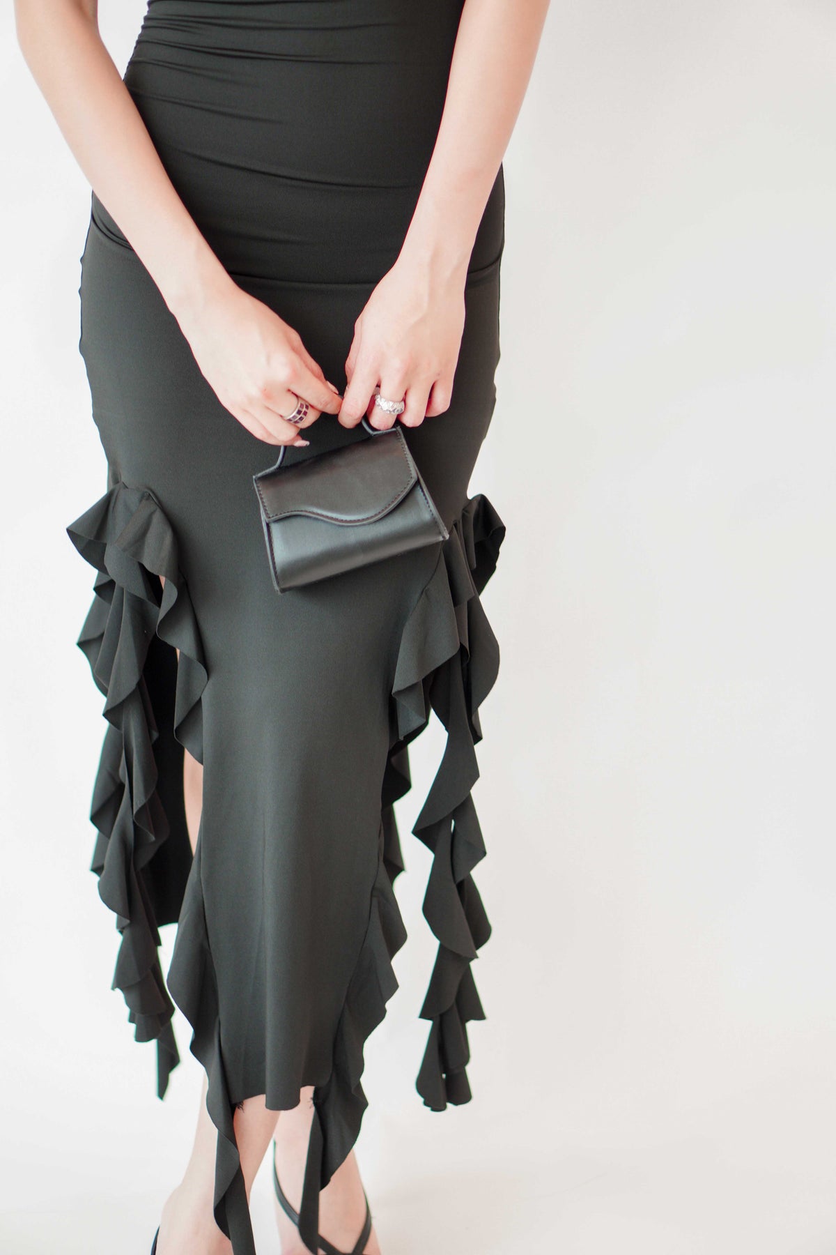 (BACKORDER) Key Largo Tube Dress with Frills in Black