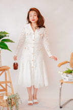 (Premium) Seora Long Sleeve Lace Dress in White