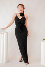 Thorn Love Rose Choker Maxi Dress in Black