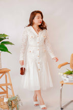 (Premium) Seora Long Sleeve Lace Dress in White