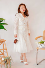 (Premium) Seora Long Sleeve Lace Dress in White