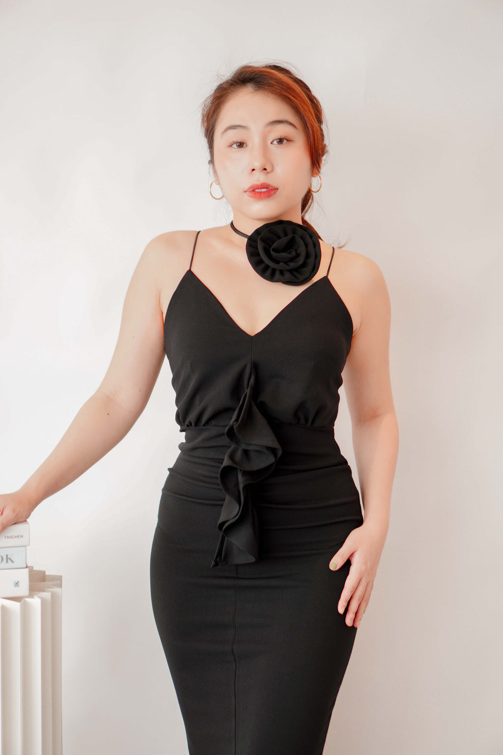Thorn Love Rose Choker Maxi Dress in Black
