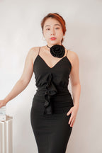 Thorn Love Rose Choker Maxi Dress in Black