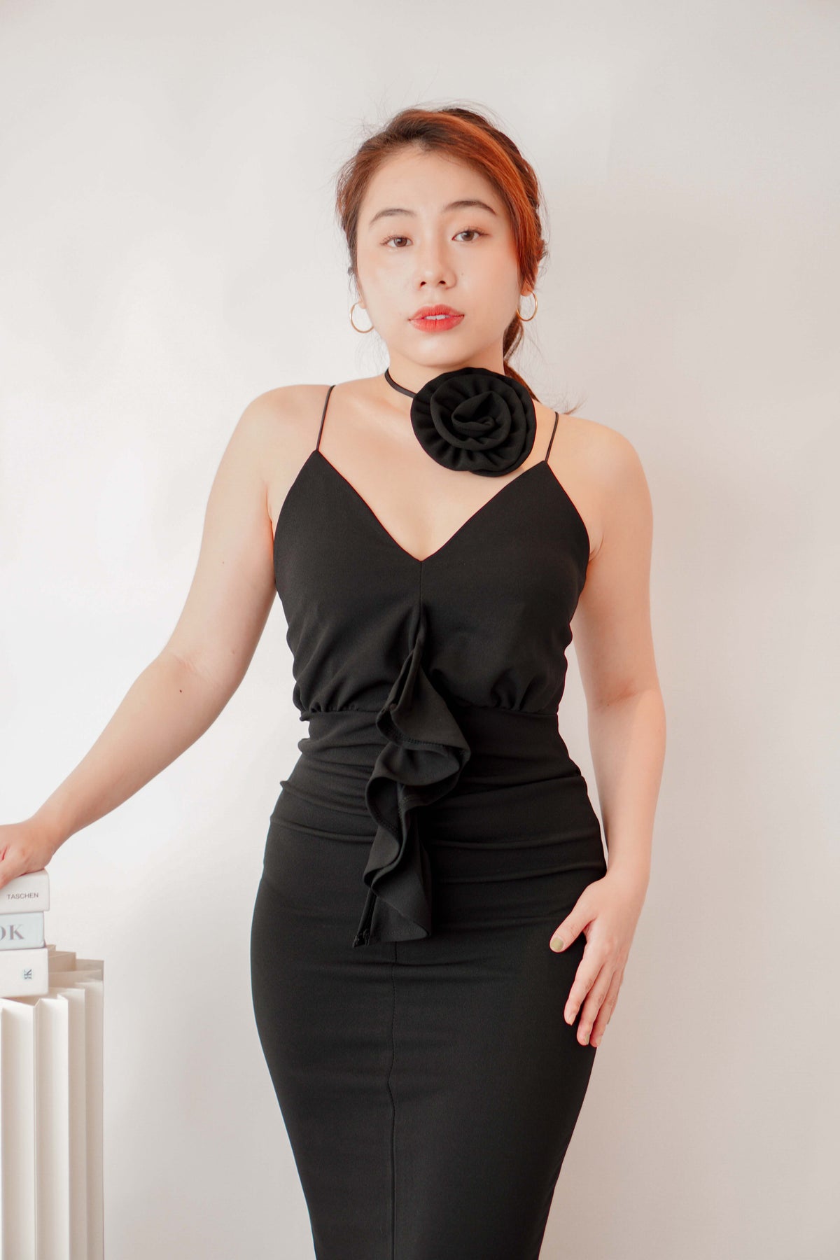 Thorn Love Rose Choker Maxi Dress in Black