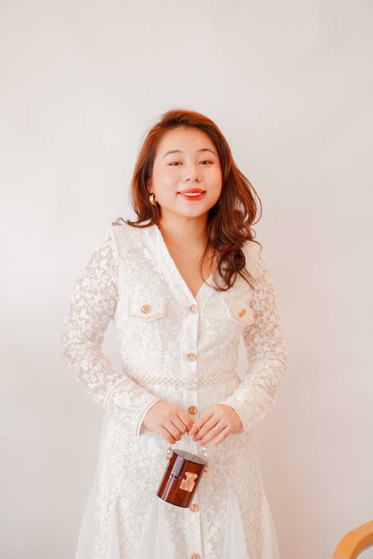 (Premium) Seora Long Sleeve Lace Dress in White