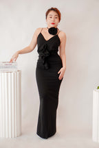 Thorn Love Rose Choker Maxi Dress in Black