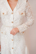 (Premium) Seora Long Sleeve Lace Dress in White